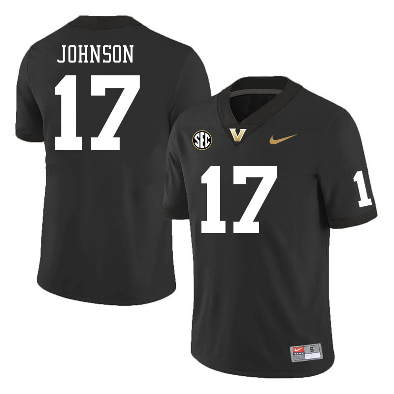 Vanderbilt Commodores #17 Nate Johnson College Football Jerseys Stitched Sale-Black